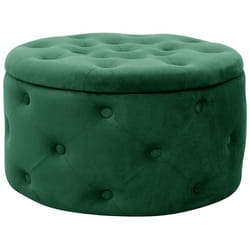 Pouf de Rangement avec Couvercle matelassé AKORD ALIA velour colour Vert Bouteille hauteur 30 cm