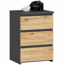 AKORD Furniture Factory OP0LCL340SZARART001, Gris, Chêne, 3 tiroir(s), Mat, 16 mm, 31 cm, 350 mm