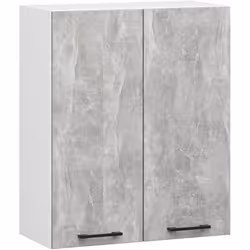 Meuble de cuisine haut AKORD W60 H720 Blanche façade Gris 2 portes 2 étagères 72x60x30 cm