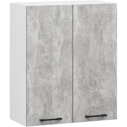 Meuble de cuisine haut AKORD W60 H720 Blanche façade Gris 2 portes 2 étagères 72x60x30 cm