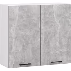 Meuble de cuisine haut AKORD W80 H720 Blanche façade Gris 2 portes 2 étagères 72x80x30 cm