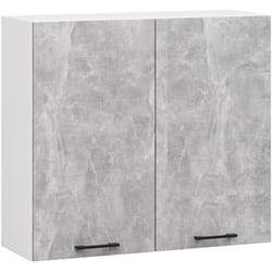 Meuble de cuisine haut AKORD W80 H720 Blanche façade Gris 2 portes 2 étagères 72x80x30 cm