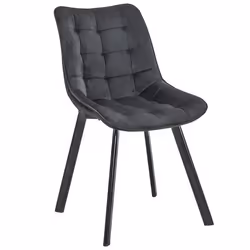 1 Pièce chaise matelassée de salle à manger en velours AKORD SJ.28 Noir