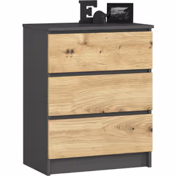 AKORD Furniture Factory OP0LK-6SZARART002, Gris, Chêne, 3 tiroir(s), Mat, 16 mm, 51 cm, 400 mm