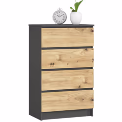 AKORD Furniture Factory OP0LK-6SZARART003, Gris, Chêne, 4 tiroir(s), Mat, 16 mm, 51 cm, 400 mm