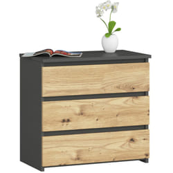 AKORD Furniture Factory OP0LCL-SZARART003 Table de nuit et table de chevet 3 tiroir(s)