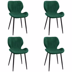 Lot de 4 chaises matelassées de salle à manger en velours AKORD SJ.17 Vert Bouteille