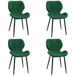 Lot de 4 chaises matelassées de salle à manger en velours AKORD SJ.17 Vert Bouteille