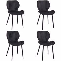 Chaises matelassées de salle à manger en velours AKORD SJ.17 Noir - AKORD - Lot de 4 - Elégance - Chic - Droit