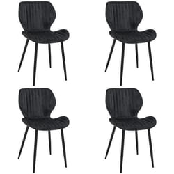 Chaises matelassées de salle à manger en velours AKORD SJ.17 Noir - AKORD - Lot de 4 - Elégance - Chic - Droit
