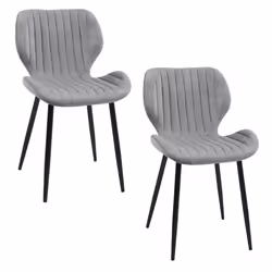 Lot de 2 chaises matelassées de salle à manger en velours AKORD SJ.17 Grise