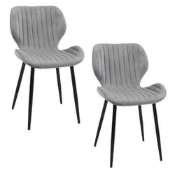 Lot de 2 chaises matelassées de salle à manger en velours AKORD SJ.17 Grise