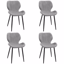 Lot de 4 chaises matelassées de salle à manger en velours AKORD SJ.17 Grise