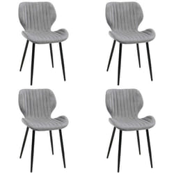 Lot de 4 chaises matelassées de salle à manger en velours AKORD SJ.17 Grise