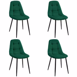 Lot de 4 chaises matelassées de salle à manger en velours AKORD SJ.1 Vert Bouteille