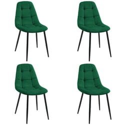 Lot de 4 chaises matelassées de salle à manger en velours AKORD SJ.1 Vert Bouteille