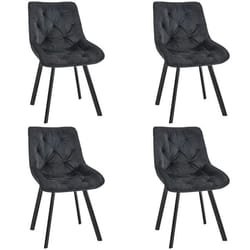 Lot de 4 chaises matelassées de salle à manger en velours AKORD SJ.33 Noir