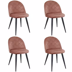 Lot de 4 chaises matelassées de salle à manger en velours AKORD SJ.077 Rose