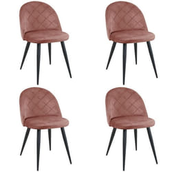 Lot de 4 chaises matelassées de salle à manger en velours AKORD SJ.077 Rose