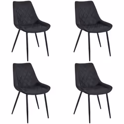 Chaises de salle à manger en velours AKORD SJ.0488 Noir - AKORD - Lot de 4 - Elégance - Chic - Métal