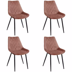 Lot de 4 chaises matelassées de salle à manger en velours AKORD SJ.0488 Rose