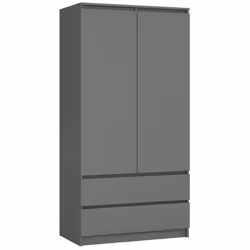 Armoire AKORD S90 Gris Graphite 90 cm 2 portes 2 tiroirs façade Gris Graphite 4 étagères 90x51x180 cm