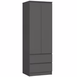 Armoire AKORD S60 Gris Graphite 60 cm 2 portes 2 tiroirs façade Gris Graphite 1 étagère 60x51x180 cm