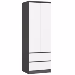 Armoire AKORD S60 Gris Graphite 60 cm 2 portes 2 tiroirs façade Blanche 1 étagère 60x51x180 cm