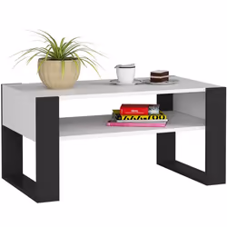 Table à café AKORD table basse DOMI Blanche 92 cm couleur Noir 92x53x45 cm