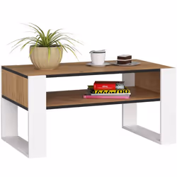 Table à café AKORD table basse DOMI Chêne Craft 92 cm couleur Blanche 92x53x45 cm