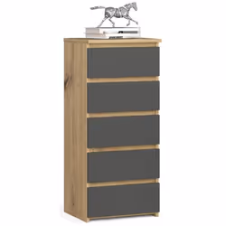 Commode AKORD CL5 Chêne Artisan 40 cm 5 tiroirs façade Gris Graphite 40x35x92 cm