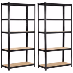 Lot de 2 etagères modulable 80 cm acier noirci charge maximale 875kg - L80xP40xH180 cm