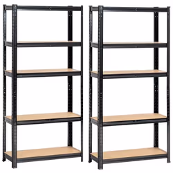 Lot de 2 étagères modulables 70 cm acier noirci charge maximale 875kg - L70xP30xH154 cm