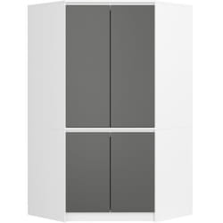 Armoire dangle AKORD S100 Blanche 100 cm 4 portes façade Grise 6 étagères 100x50x180 cm