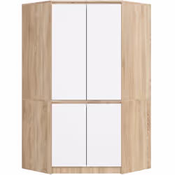 Armoire dangle AKORD S100 Chêne Sonoma 100 cm 4 portes façade Blanche 6 étagères 100x50x180 cm