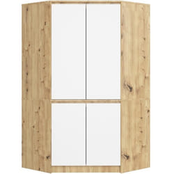 Armoire dangle AKORD S100 Chêne Artisan 100 cm 4 portes façade Blanche 6 étagères 100x50x180 cm