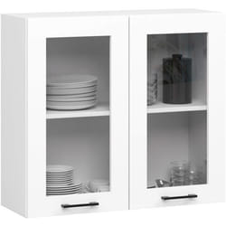 Vitrine de cuisine AKORD OLIWIA W80 H720 Blanche 80 cm 2 portes façade Blanche 2 étagères 80x305x72 cm