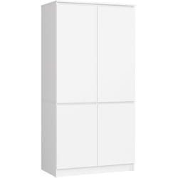 Armoire AKORD S90 Blanche 90 cm 4 portes façade Blanche 4 étagères 90x51x180 cm