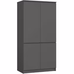Armoire AKORD S90 Gris Graphite 90 cm 4 portes façade Gris Graphite 4 étagères 90x51x180 cm