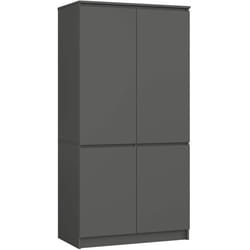 Armoire AKORD S90 Gris Graphite 90 cm 4 portes façade Gris Graphite 4 étagères 90x51x180 cm