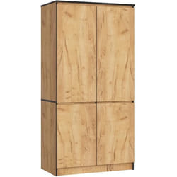 Armoire AKORD S90 Chêne Craft 90 cm 4 portes façade Chêne Craft 4 étagères 90x51x180 cm