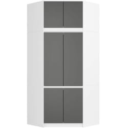 Armoire dangle avec surmeuble AKORD S100 Blanche 100 cm 6 portes façade Gris Graphite 100x50x235 cm
