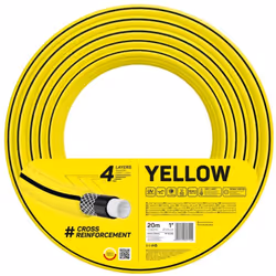 CELLFAST TUYAU D'ARROSAGE YELLOW, LÉGER, DURABLE, 4 COUCHES, DURABLE TRESSE CROIX, RÉSISTANT AUX UV ET AUX ALGUES, RÉSISTANCE ...
