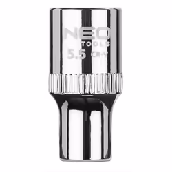 Douille hexagonale NEO 1/4" (réf. 08-223) de 5,5 mm, fabriquée en acier au chrome-vanadium durable, conforme à la norme DIN 3 ...