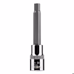 Embout hexagonal sur douille - NEO - H8 x 100 mm - Acier chrome-vanadium - Acier allié S2 - Certifié TÜV
