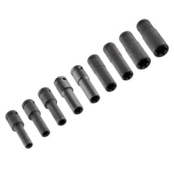 Jeu de douilles à chocs 1/2 E Torx longues 9 pcs (E10 11 12 14 16 18 20 22 24) CR-MO - NEO TOOLS - 12-110