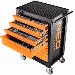 NEO tools 84-221+G, Acier, Noir, Orange, 3 tiroir(s), 3 tiroir(s), 280 kg, 2 roue(s)