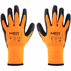 Ces gants de travail isolants en polyester enduit de latex, 2242X 97-612-9 de NEO, taille 9, sont fabriqués en polyester endu ...