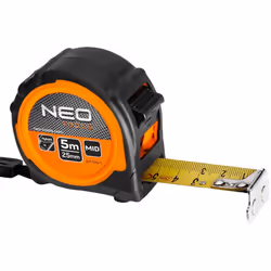 Le mètre ruban en acier magnétique 5 m x 25 mm 67-115-1 de NEO est un outil pratique de 5 m de long et 25 mm de large, doté d ...