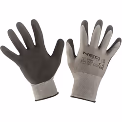 Les gants de travail en mousse polyester NEO TOOLS 3141X, taille 11 (97-617-11), sont des gants de taille 11 en polyester ave ...